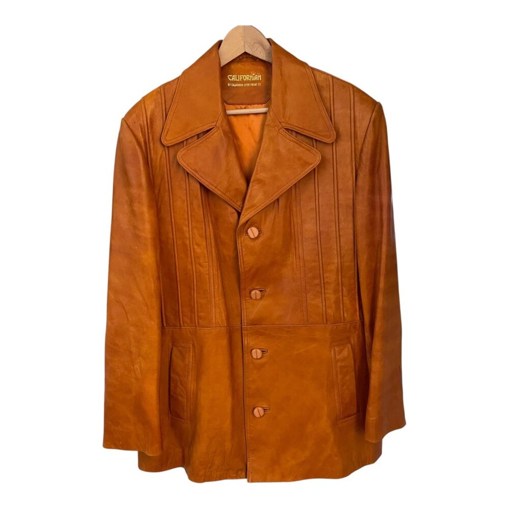 1970s True Vintage Californian Mens/Unisex Leather Jacket Size 42 Retro Western
